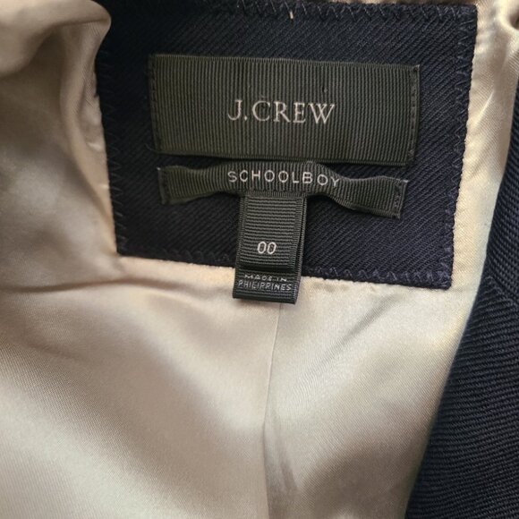 J. CREW SCHOOLBOY classic NAVY BLUE STRETCH WOOL SLIM FITTED BLAZER JACKET sz 00 - Picture 5 of 5